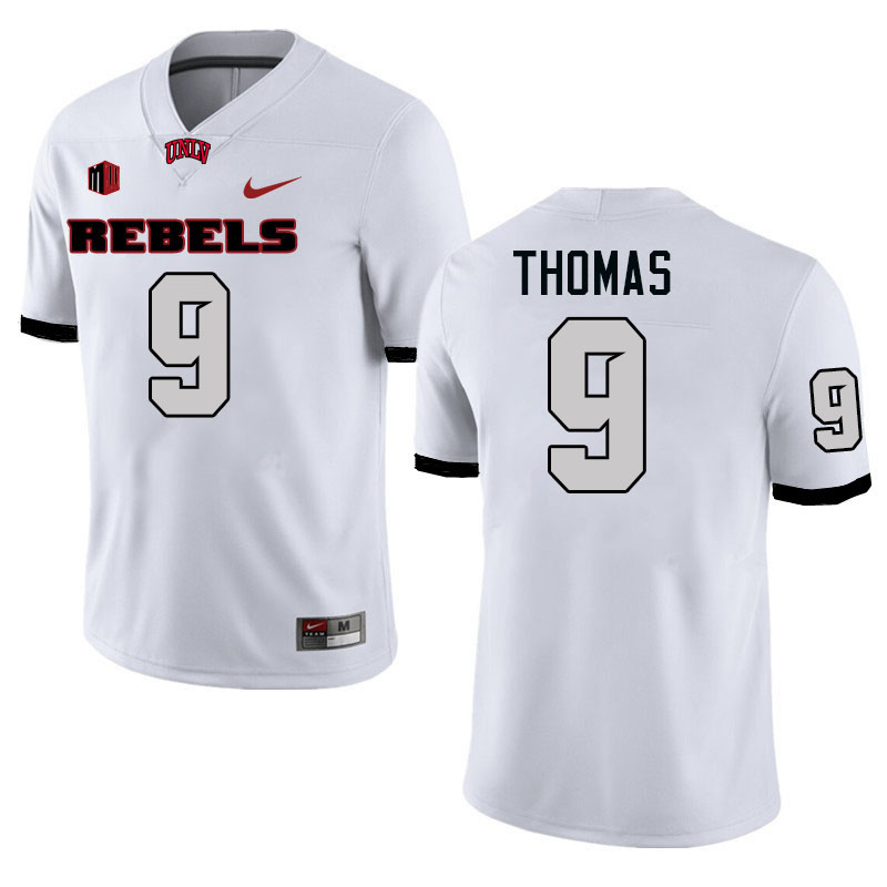 Men #9 Jai'Den Thomas UNLV Rebels College Football Jerseys Stitched-White